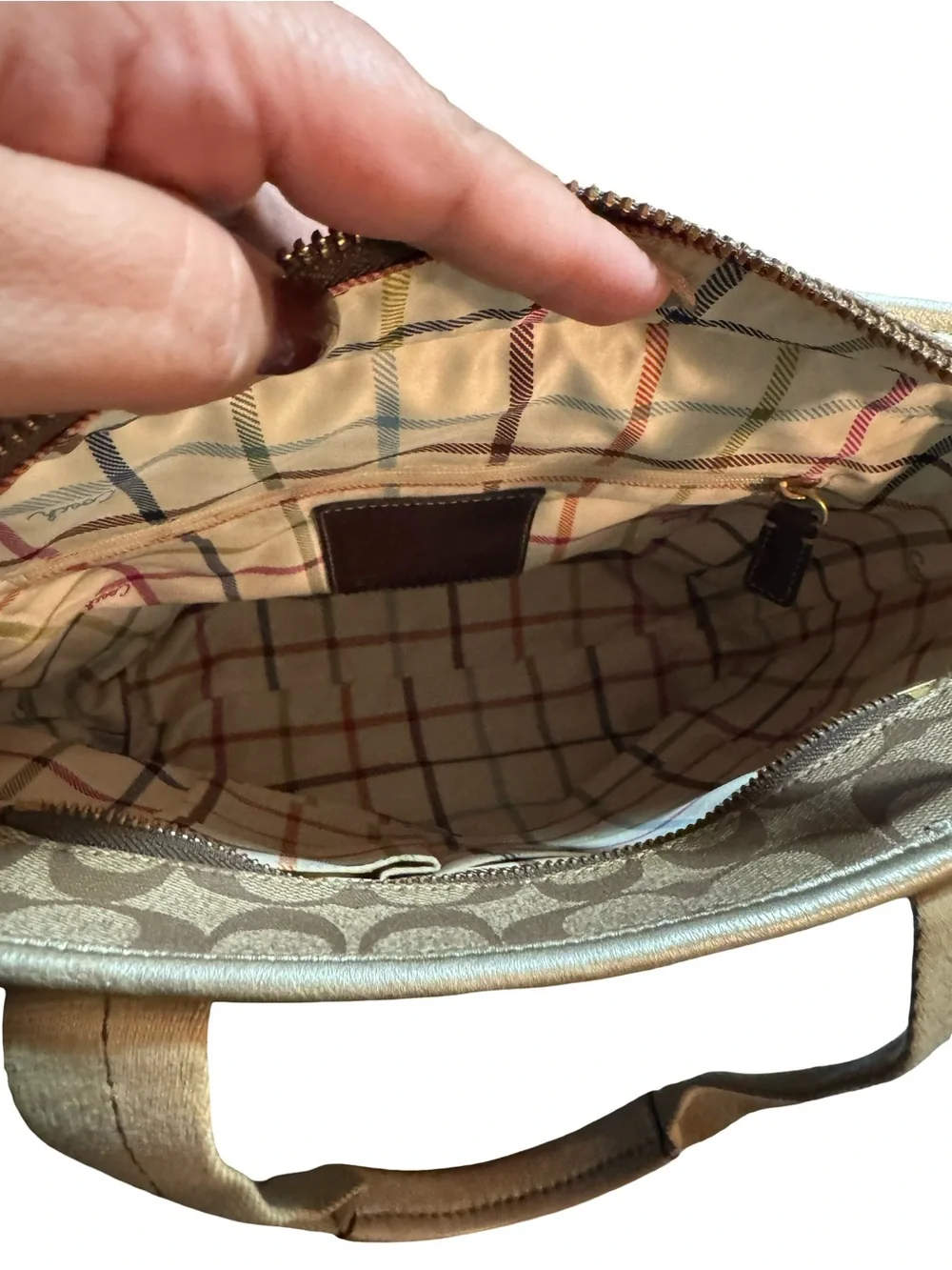 Coach Brown & Cream Signature Canvas Tote